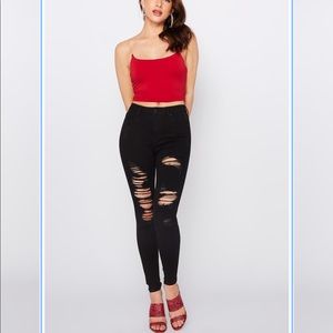 Black Ripped high rise jeggings